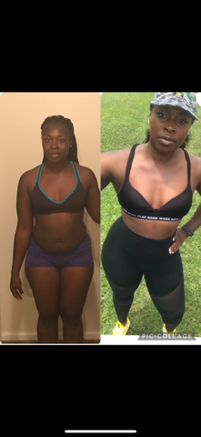 Female client transformation result showing toned physique and posture improvement